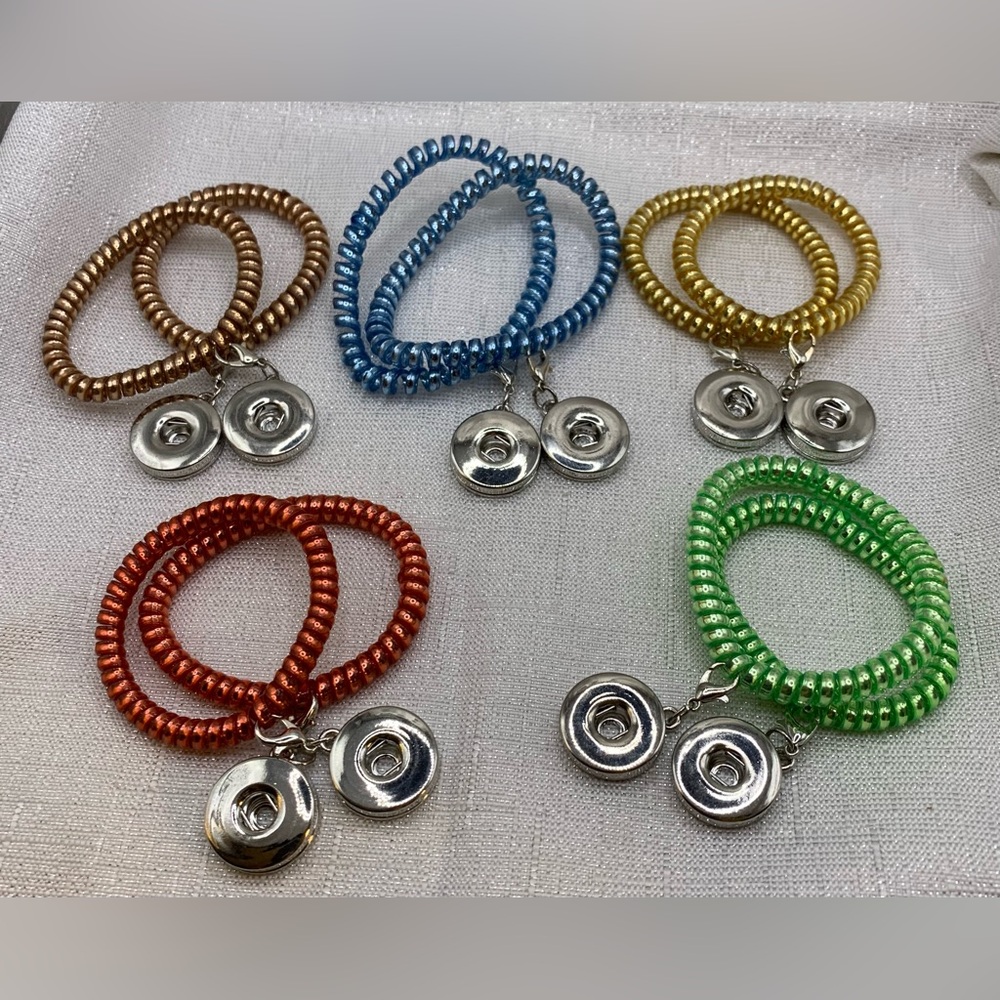 SALE - 10 Simple Stretch HairTie Bracelets - Snap Button Charm Bases - Set of 10